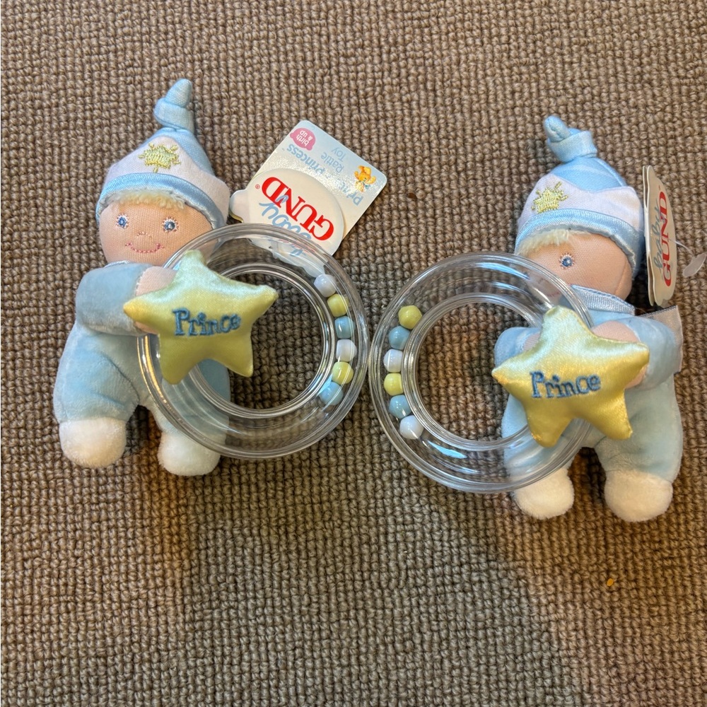 Gund Blue and Yellow Prince Baby Rattle Toy